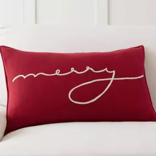 Almohada de pana con forma de estrella navideña con pompones, decoración festiva