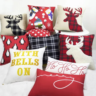 Almohada de pana con forma de estrella navideña con pompones, decoración festiva